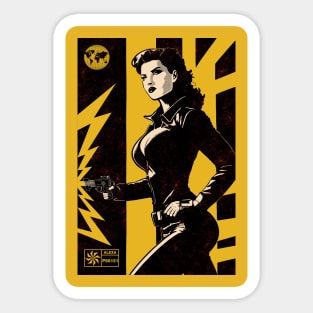 Ray-Gun Babe: A Futuristic Femme Fatale Sticker